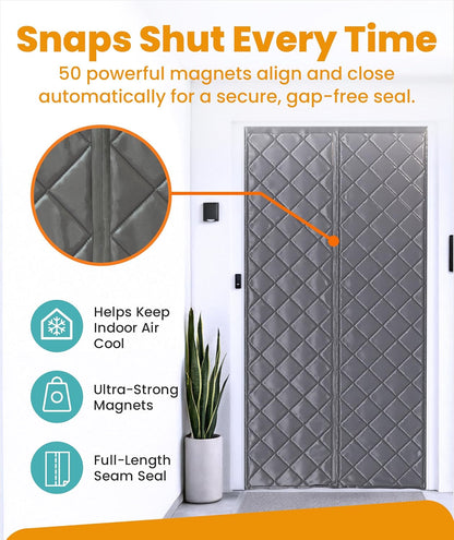 Flux Phenom Magnetic Screen Door - Bugs Out, Breeze in - 9min Install Auto-Sealing Heavy Duty Double Stitched Mesh, 52 Magnets, Hands Free Sliding & Patio Doors Net, Pet & Kid Friendly, 38 x 82 Inch