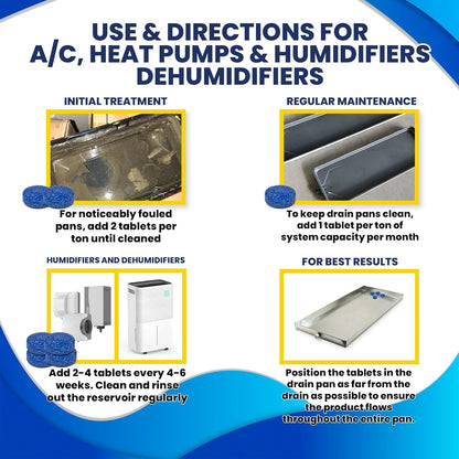HVAC Guys AC Drain Pan Tablets 12PK | Flow Treat Tablets Prevents Odors, Keeps HVAC Drain Pan Clean, Prevents Overflow | One Tablet Lasts up to 4 Weeks