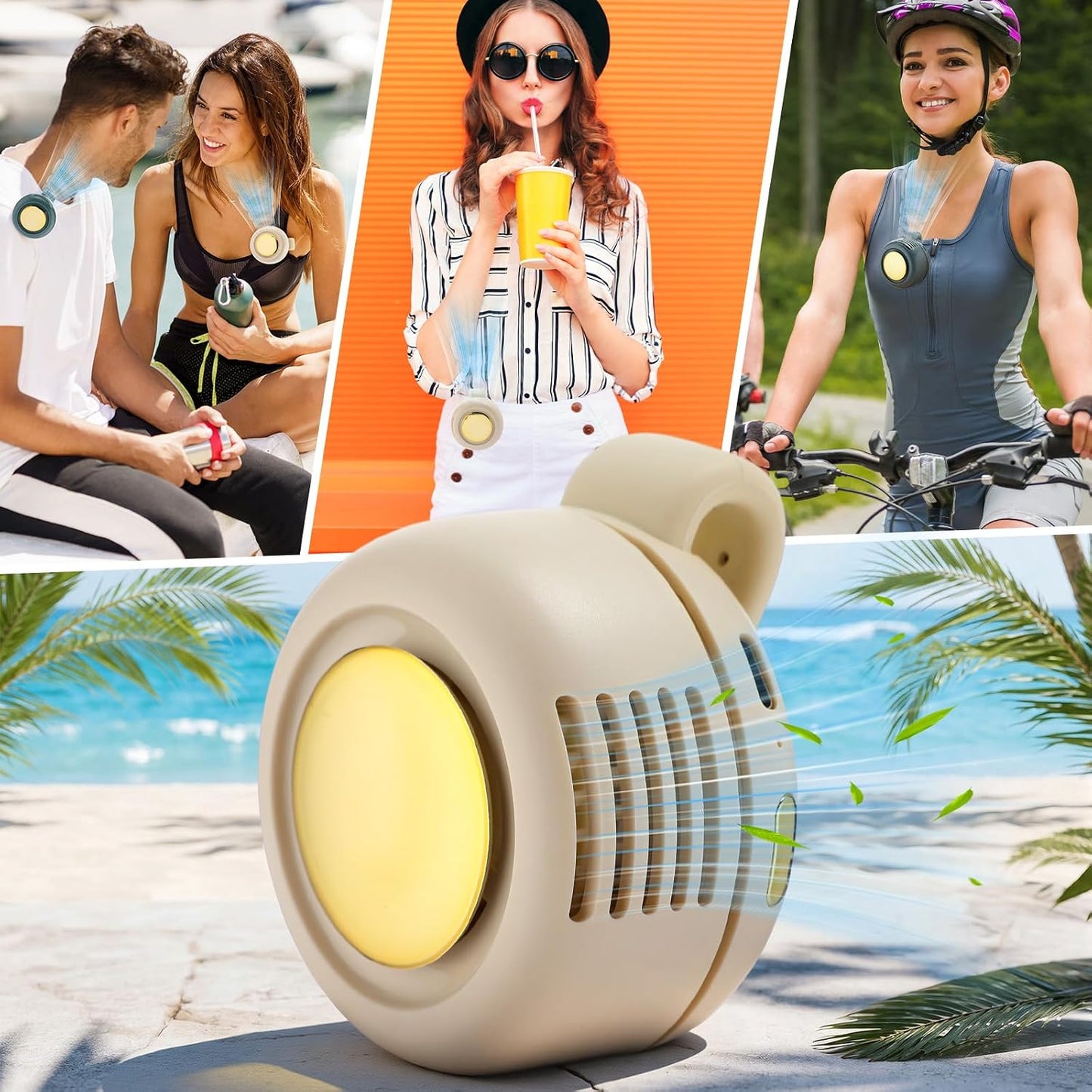 4 Pack 360° Portable Silent Mini Bladeless Electric Fan, Small Fan Clip on for Shirt & Waist, 3 Speeds Rechargeable Whirlwind Cooling Fans for Outdoor Travel Office(Pink)
