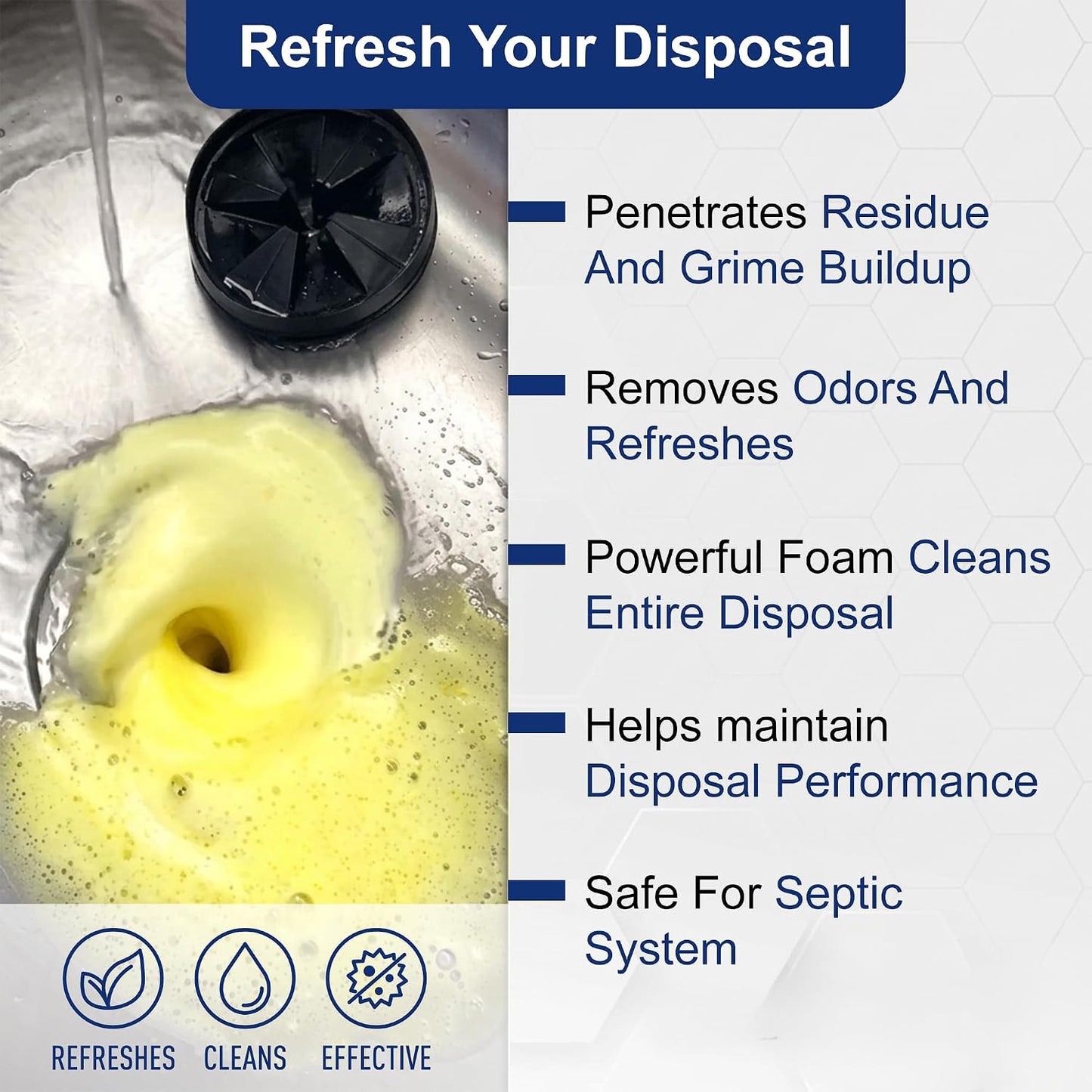 Garbage Disposal Cleaner & Deodorizer Foaming Tablets – Deep Cleans, Reduces Odors & Freshens Kitchen Sink Drain, Disposal Cleaner Tablets for All Garbage Disposals – 24 Count