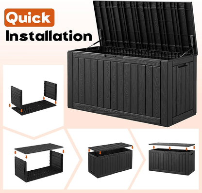 Outdoor Storage Deck Boxes Waterproof, Waterproof and UV Resistant Outdoor Storage Box Lockable Lid for Delivery Box, Indoor, Garden Tools, Pool Supplies, Patio (Black, 31 Gallon)