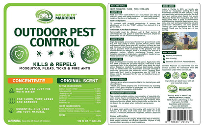 Mosquito Magician Liquid Concentrate – Kills Mosquitoes, Fleas & Fire Ants, Repels and Prevents Ticks – Essential Oil Yard Treatment Spray – Use with Sprayers, Foggers & Misting Systems – 32 oz, Mint