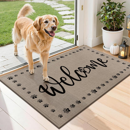 Vaukki Indoor Door Mat 17"x30", Ultra Thin Doormat Indoor Entrance, Non Slip Rubber Backed Inside Welcome Mat for Front Door, Low-Profile Washable Dirt Trapper Entry Floor Mat for Entryway, Sweet Home