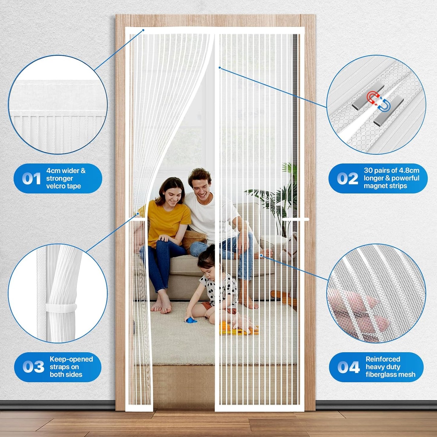Heavy Duty Door Screen Magnetic Closure, LOVIGA Thickened Fiberglass Screen Door Mesh, Self Sealing, Tear Resistant, Easy Assemble, Fine Mesh Keep Bugs Out Fit Door Size 36 Inch X 82 Inch