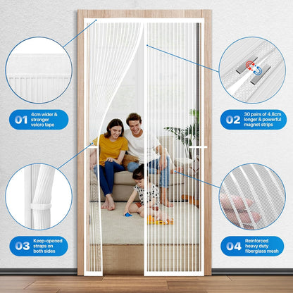 Heavy Duty Door Screen Magnetic Closure, LOVIGA Thickened Fiberglass Screen Door Mesh, Self Sealing, Tear Resistant, Easy Assemble, Fine Mesh Keep Bugs Out Fit Door Size 36 Inch X 82 Inch