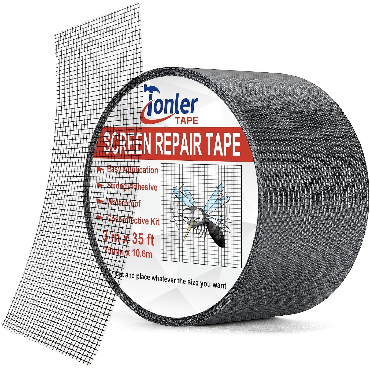 Gray Window Screen Repair Tape 2 in X 35 FT Fiberglass Screen Patch Strong Adhesive Mesh Tape for Window & Door Screen Holes & Tears Repair Kit