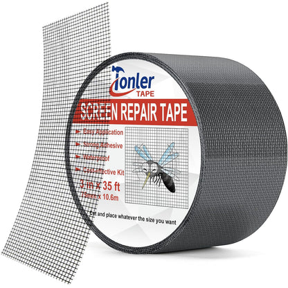 Gray Window Screen Repair Tape 2 in X 35 FT Fiberglass Screen Patch Strong Adhesive Mesh Tape for Window & Door Screen Holes & Tears Repair Kit