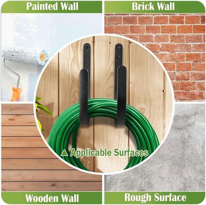 Hose Holder Wall Mount: 8 Inch Metal Heavy-Duty Garden Hose Hanger Outdoor | Hand-forged Hose Rack Mount
