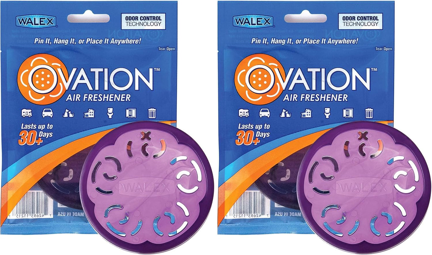 Walex Ovation Portable Air Freshener Discs, Solid Odor Control Deodorizer for Toilets, RV Trailers, Boats, Cars, OVAFLAV1, Lavender, Pack of 1