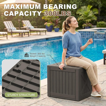 Greesum 31 Gallon Resin Deck Box All Weather Outdoor Storage Boxes for Patio Furniture Set,Outdoor Toys,Garden Tools,Black