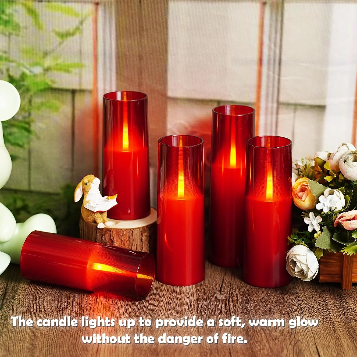 kakoya Flameless Candles Upgraded Realistic Flickering Flame,Battery Operated LED Candles with Remote Timers,Acrylic Electric Candles Set of 3(D 3" xH 4" 5" 6")（Grey）