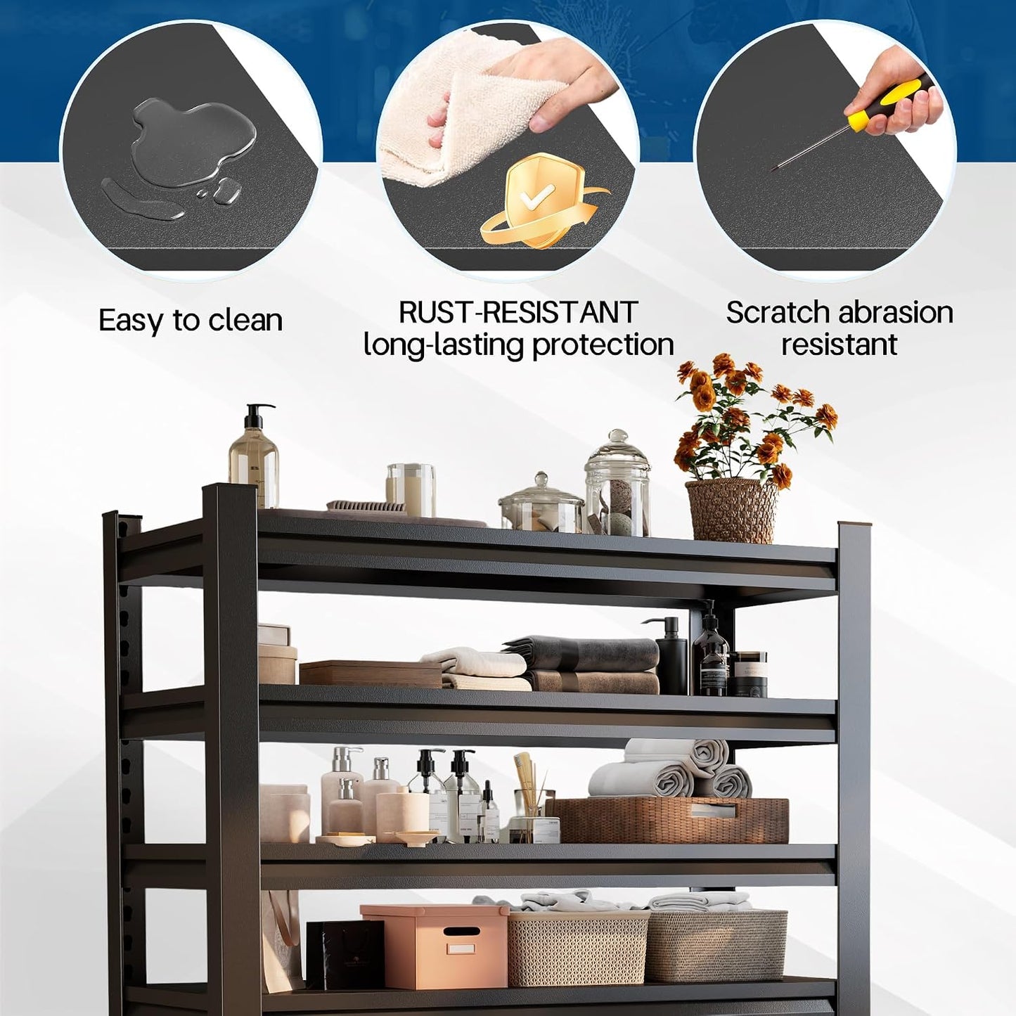 Over Washer and Dryer Shelves, Laundry Room Shelves Adjustable Metal Heavy Duty Freestanding Storage Shelving, Washing Machine Rack for Organization and Storage, Black (39.4" W X 17.7" D X 71.2" H)