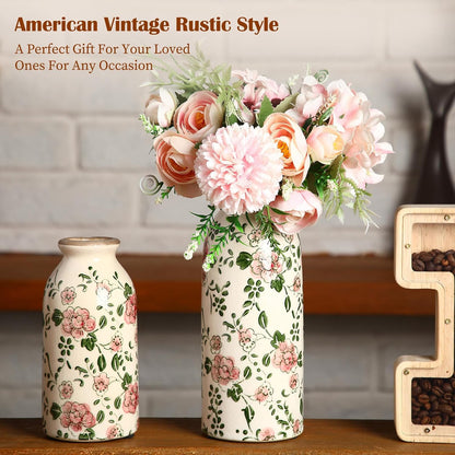 2 Pcs Ceramic Small Vase Rustic Farmhouse Vase Boho Vases Home Decoration for Your Kitchen Bedroom Office Bathroom & Shelf Centerpiece Table Decorative(Simplicity)