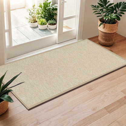 LEKEEPGO Door Mat 17"x29", Non Slip Door Mat Indoor Entrance, Rubber Backing Indoor Door mats Washable Absorbent Low-Profile Doormat Front Entryway Entry Resist Dirt Inside Door Mats, Khaki