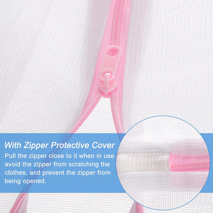 uxcell Mesh Laundry Bags, 5Pcs 9.1"x11.8" Mesh Wash Bag Fine Net Travel Storage Organize Bag with Zipper for Delicate Clothing Laundry Stocking, Pink