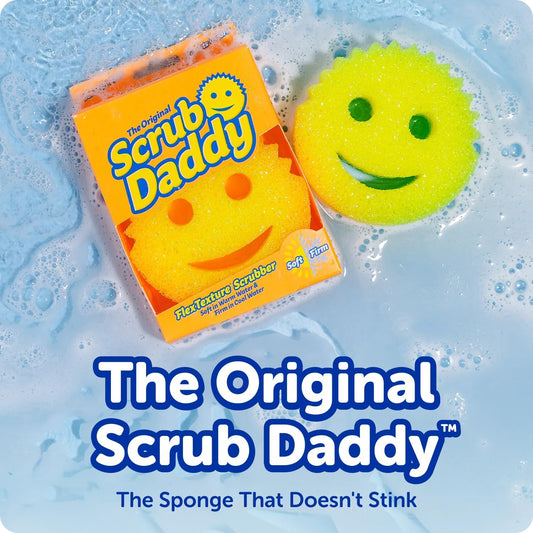 Scrub Mommy Kitchen Sponges (6) + Daddy Caddy Sponge Holder - Scratch-Free Cleaning Sponges for Dishes & Dish Scrub for Multipurpose Cleaning - BPA Free Polymer Foam - Stain & Odor Resistant (7 Count)