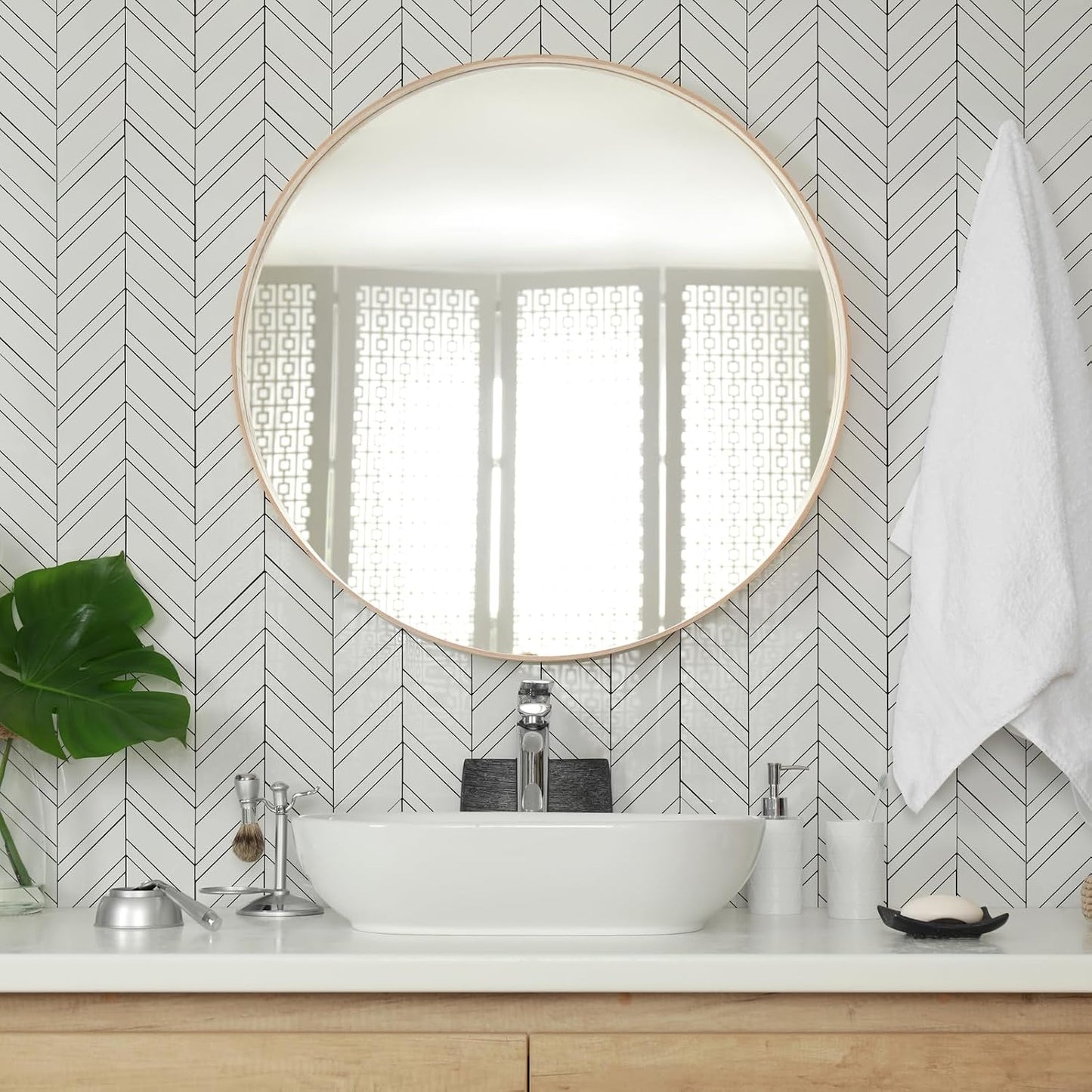 Yipscazo 10-Sheet Herringbone Backsplash Peel and Stick Tile, Polished White PVC Stick on Backsplash for Kitchen, Waterproof Self Adhesive Wall Tile for Bathroom