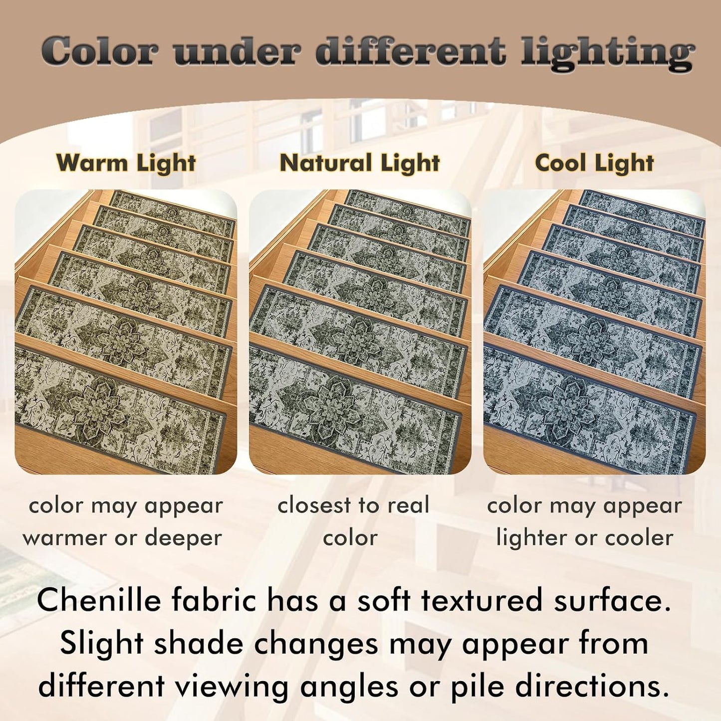 Non-Slip Carpet Stair Treads 15PCS, 8"x30" Peel and Stick Stair Runner for Wooden Steps Indoor, Washable Reusable Adhesive Backing, Pet-Friendly Safety Mats for Kids, Elders, Dogs