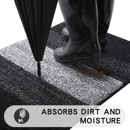 Kitinjoy Indoor Outdoor Door Mat, 32x20 Non-Slip Absorbent Dirt Trapper, Low-Profile Washable Inside Entrance Front Floor Mat, Sturdy Soft Entry Doormats for Entryway, Grey