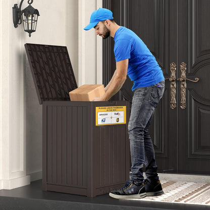 LHBGO Package Delivery Box for Outside, 48 Gallon Storage with Lockable Secure, Large Double Wall Resin Outdoor Package Delivery Waterproof Deck