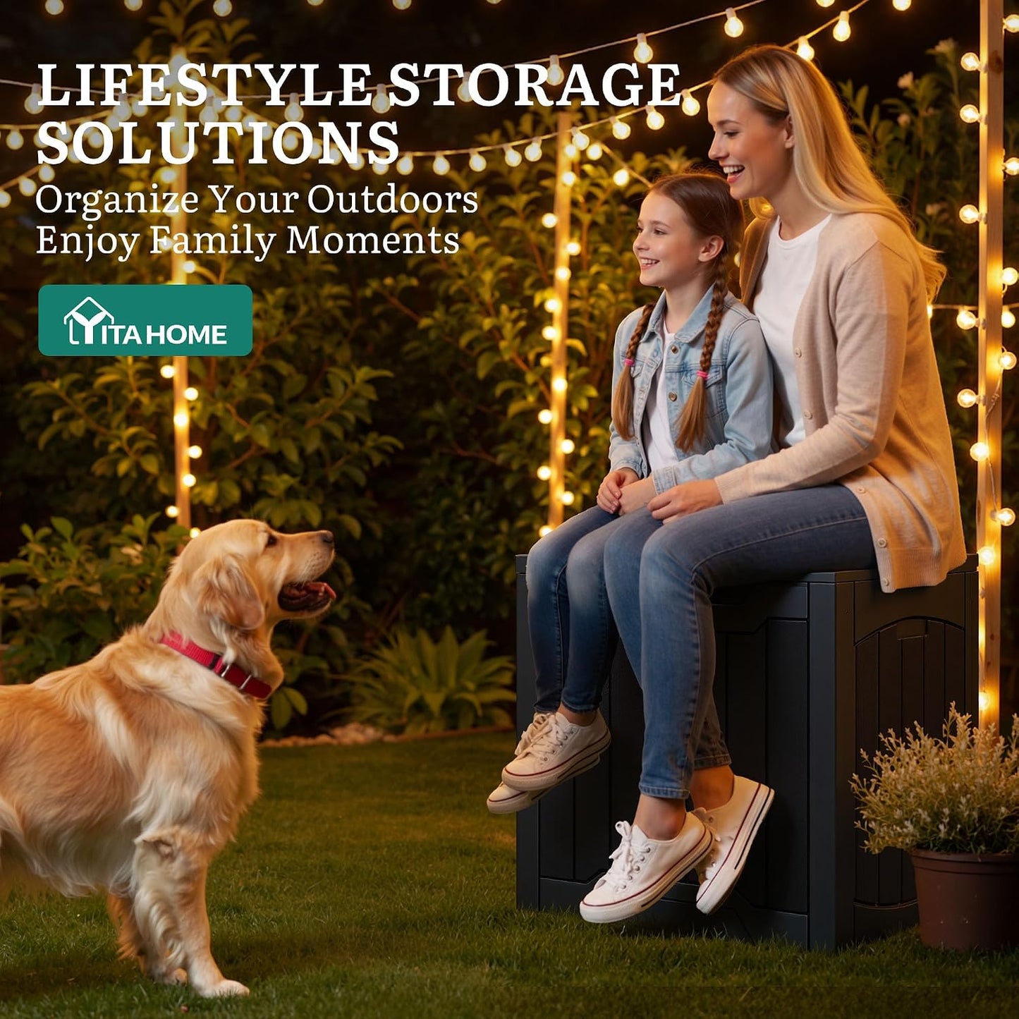 YITAHOME 35 Gallon Outdoor Storage Box | Waterproof Resin Deck Box and Package Delivery with Lockable Lid for Patio Furniture Cushions, Pool Accessories, Garden