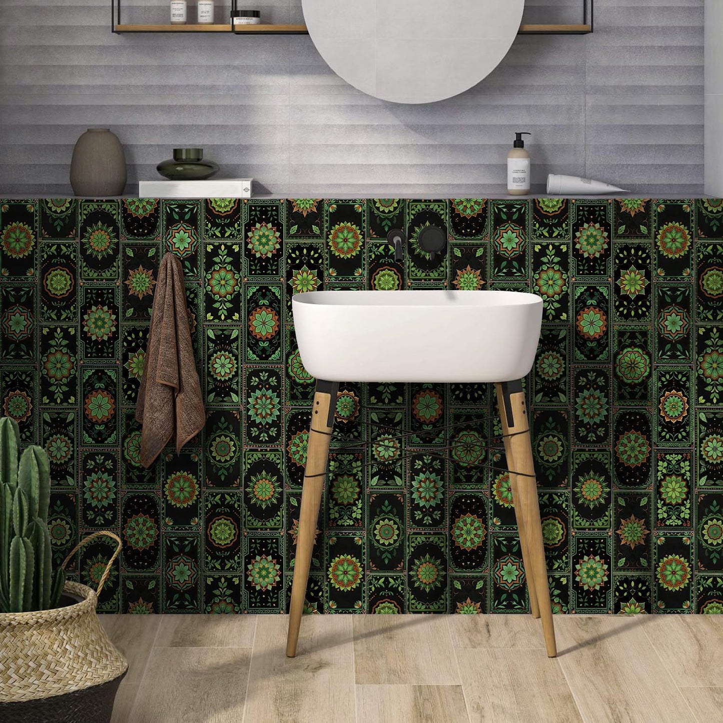VICCI 32Pcs Tile Decals - Peel and Stick Kitchen Backsplash - Decorative Wall Tiles Stickers 8" x 4" Self-Adhesive Waterproof Removable for Bathroom Cabinets Home DIY Projects Decor
