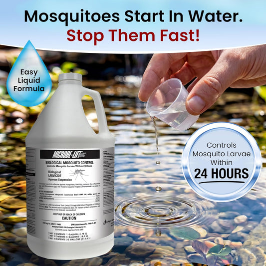 MICROBE-LIFT BMC Biological Mosquito Control, Liquid Treatment for Medium-Sized Decorative Water Gardens Up to 2,000 Gallons, Fountains and Ponds, 2 Fluid Ounces