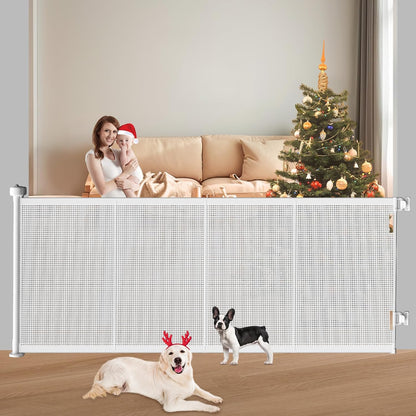 Pawtners Retractable Baby Gates Extra Wide, 41" Tall Extends up to 71" Wide, Dog Gate Indoor for Stairs, Pet Gate with Support Rods for Doorways Hallways Indoor & Outdoor-Black