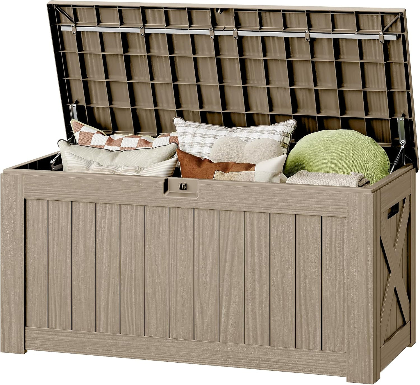 32 Gallon Deck Box Outdoor Indoor Waterproof Storage Box for Patio Furniture, Pool Accessories, Garden Tools, and Cushion Storage, Black