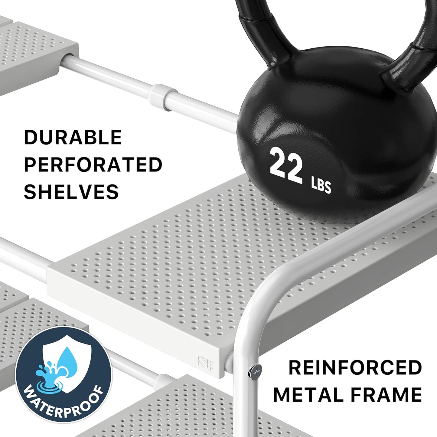 Simple Houseware Under Sink 2-Tier Heavy Duty Expandable Rack Organizer, Adjustable Width 15.75–25 Inches with 4 Shelf Height Levels, Silver