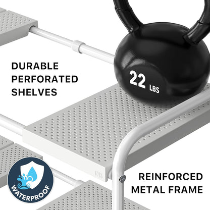 Simple Houseware Under Sink 2-Tier Heavy Duty Expandable Rack Organizer, Adjustable Width 15.75–25 Inches with 4 Shelf Height Levels, Silver