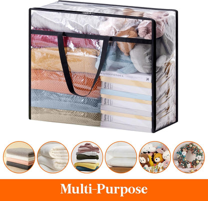 Lifewit 8 Pack Clear Clothes Storage Bags, 60L Plastic Blanket Storage Bag, Vinyl Foldable Moving Bags with Zipper, Closet Organizers and Storage Containers for Bedding, Duvet, Comforter
