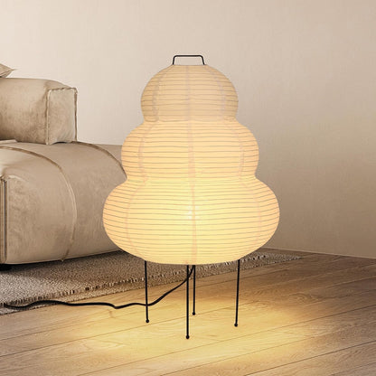 Paper Floor Lamp, White Rice Paper Lantern Lights with 3CCT Bulb, Japanese Japandi Wabi Sabi Cozy Lantern Noguchi Floor Lamp for Bedside Nightstand Bedroom Office Living Room, 1 Pack