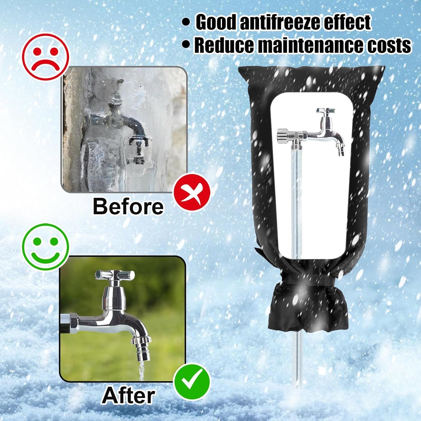 28'' x 15'' Large Faucet Cover for Winter, Outdoor Hydrant Covers Freeze Protection, Waterproof Faucet Sock for Spigot Garden Lawn Yard Farm Bibb Pipe