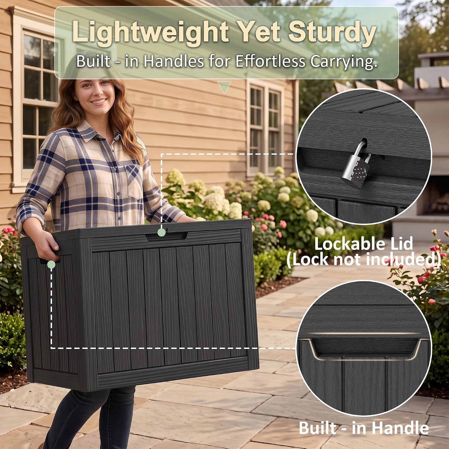 50Gal Outdoor Storage Box Anti-Theft Delivery Box Lockable Deck Box | Heavy-duty UV & weatherproof resin for secure parcel drop, patio cushion storage, garden tools & porch package organization