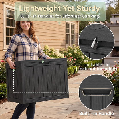 50Gal Outdoor Storage Box Anti-Theft Delivery Box Lockable Deck Box | Heavy-duty UV & weatherproof resin for secure parcel drop, patio cushion storage, garden tools & porch package organization