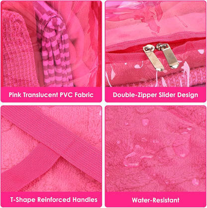 SGHUO Blanket Storage Bags 60L Extra Large Plastic Vinyl Clear Storage Bag for Clothes, Comforter, Bedding, Moving Bags with Zipper and Reinforced Handle (4pcs)