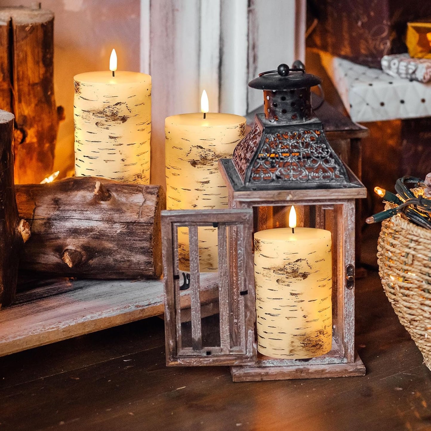 Eywamage Ivory Flameless Pillar Candles with Remote, Flickering Realistic LED Battery Wax Candles Set of 3, Φ 3" H 4" 5" 6"