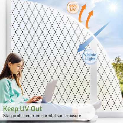 LUTE Window Privacy Film, Frosted Glass Window Film for Bathroom, Static Cling Removable Heat Control Glass Coverings, Non Adhesive Opaque Door Sticker for Home Office (Pure, 17.5" x 78.7")