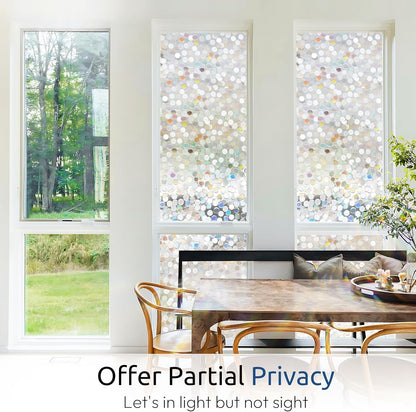 rabbitgoo Window Privacy Film, Frosted Glass Window Clings, Static Cling UV Heat Blocking Door Stickers for Home Bathroom, Removable Indoor Decal Coverings Day and Night, Pure, 17.5 x 78.7 Inches