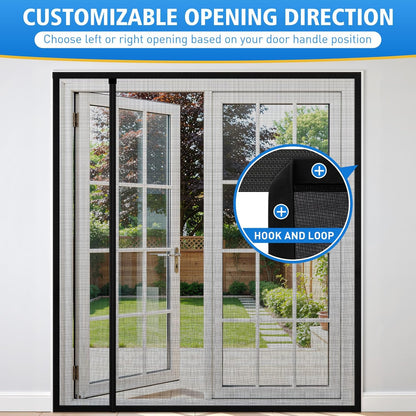 TasticTotes Magnetic Screen Door Mesh - Reversible Left & Right Opening with Magnetic Closure, Keep Buzz Out, Enjoy Fresh Air, Hands Free for Families & Pets (34" x 81", Fit Door Size 32" x 80")