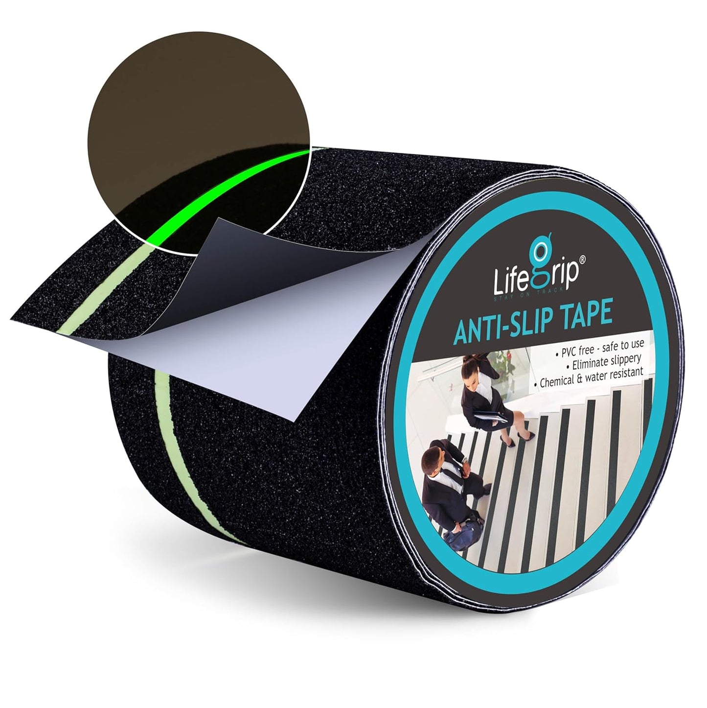 Lifegrip Anti Slip Tape, 4 Inch x 15 Foot Non-Slip Traction Grip Tape for Stairs, Waterproof Stair Treads Grip Non Slip, Non Skid Tape for Steps, Outdoor Black Grip Tape (4" X 15')