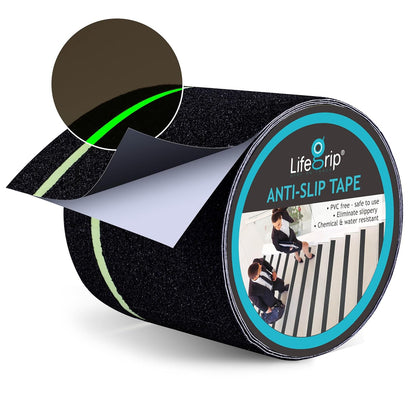 Lifegrip Anti Slip Tape, 4 Inch x 15 Foot Non-Slip Traction Grip Tape for Stairs, Waterproof Stair Treads Grip Non Slip, Non Skid Tape for Steps, Outdoor Black Grip Tape (4" X 15')