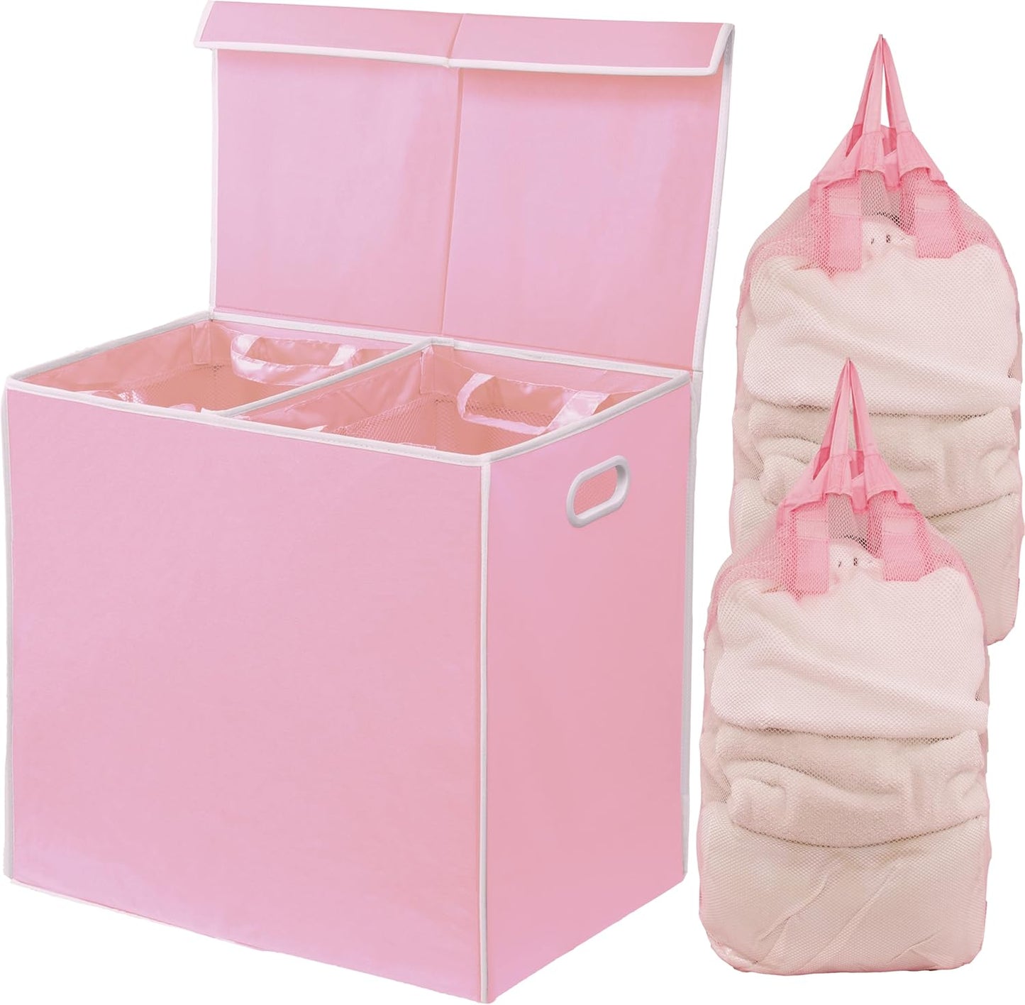 Simple Houseware Double Laundry Hamper with Lid and Removable Bags, Black