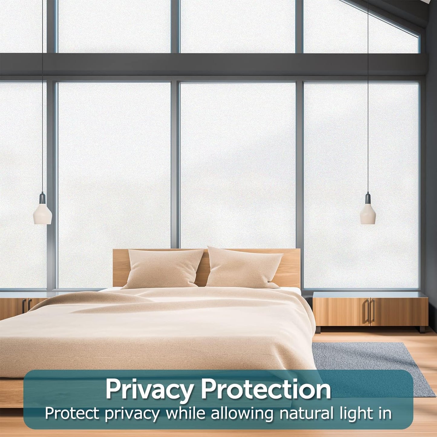 HIDBEA Frosted Window Privacy Film - Non Adhesive Static Cling Glass Stickers Sun UV Blocking Heat Control Door Covering Decals for Home Office, 23.6 x 78.7 Inch