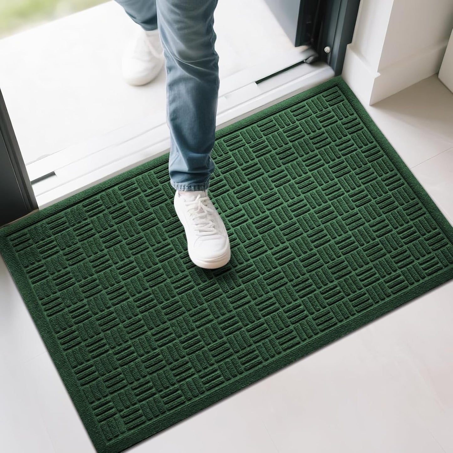 Mibao Front Door Mat, Heavy Duty Durable Welcome Mat for Outdoor Indoor, Dirt Trapper Waterproof Super Absorbent Door Mat for Entryway Outside Patio Porch, 29.5" x 17", Grey