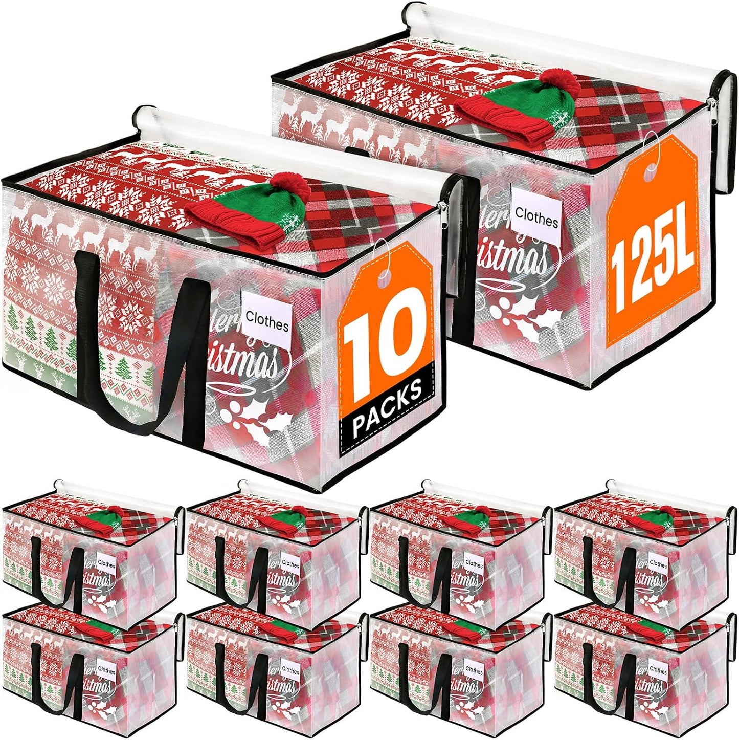 RoomHacks Heavy Duty Clear Moving Bags with Reinforced Handle and Double Zipper, Storage Totes, Packing Bags Alternative to Moving Essential and Supplies Box, Clear, Large, 6 Packs