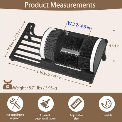 Heavy Duty Boot Scraper Brush with Removable Tray - Adjustable Extra Wide Shoe Scrubber for Indoor & Outdoor - Mud, Dirt & Snow Cleaner for Garage, Garden & Farm