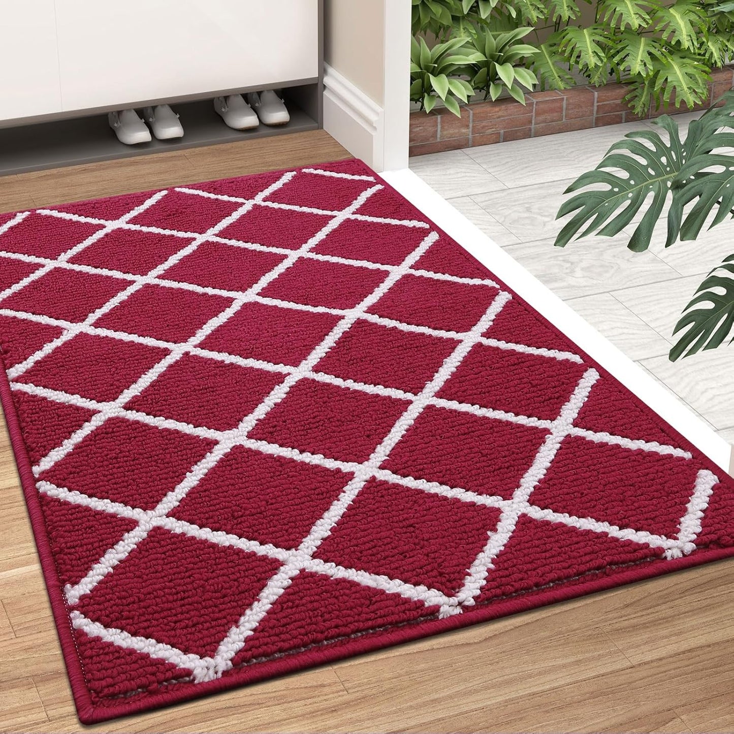 Finchitty Indoor Door Mat, Dirt Resistant and Absorbent, Low-Profile, Non-Slip, Washable Inside Floor Mats for Front Door, Back, and Entrance, 32" x 20", Grey