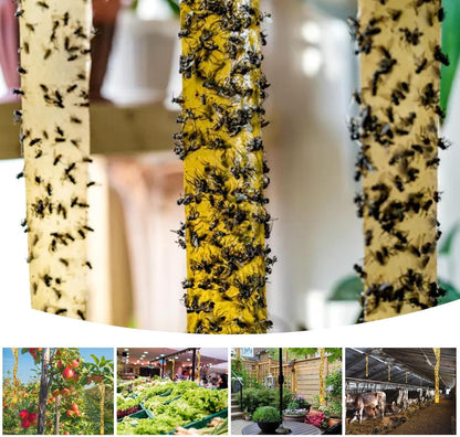 Fly Strips Trap Indoor Sticky Hanging, 24 Pack Fly Paper Traps Outdoor, Flies Tape Paper Ribbon Rolls for Home Kitchen, Fruit & Bug Gnat Catchers for Inside, Killer for Winged Insect